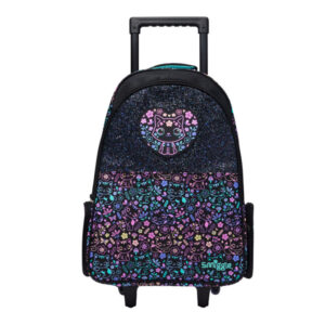 Cute cat with black flowers Trolley Backpack