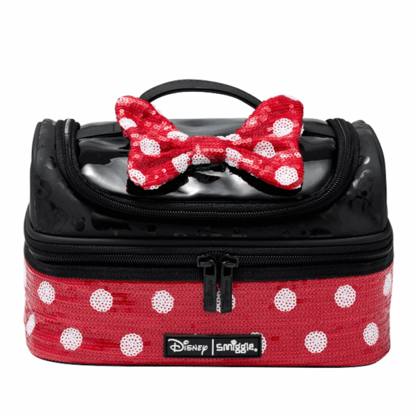 Black and red polka  Mini Double Decker Lunchbox