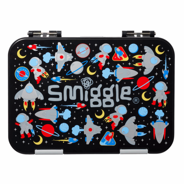 Smiggle Black cosmonaut Large Bento Lunchbox