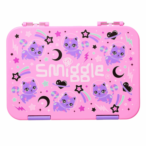 Smiggle Pink Space Cat Large Bento Lunchbox
