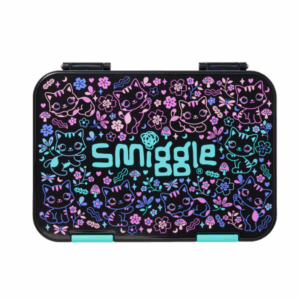 Cute cat with black flowers Large Bento Lunchbox