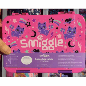 Smiggle Pink Space Cat Large Bento Lunchbox