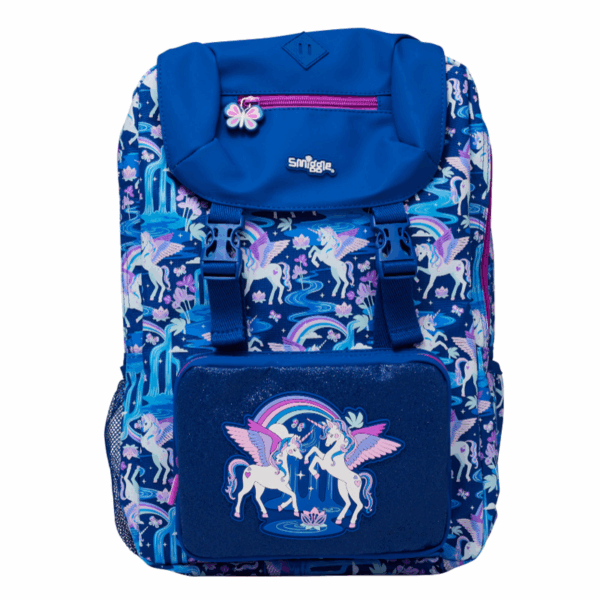 Smiggle Blue Horse Unicorn Attach Foldover Bag