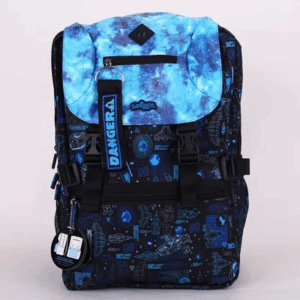 Blue and gray large pull piece Attach Foldover Bag