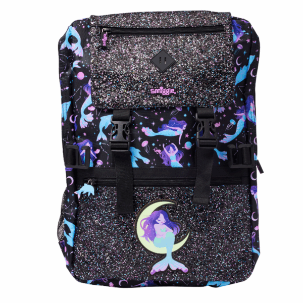 Smiggle Black Moon Mermaid Attach Foldover Bag