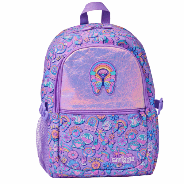 Laser material purple butterfly Large Schoolbags