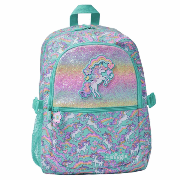 Smiggle Green curly-haired unicorn Large Schoolbags