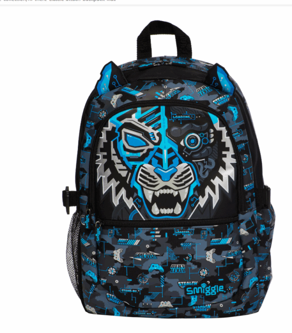 Smiggle Black Tiger Head Brain Large Schoolbags