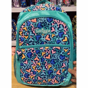 Smiggle Green leopard print heart Large Schoolbags