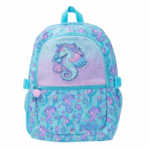Smiggle Sky Blue Seahorse Unicorn Large Schoolbags