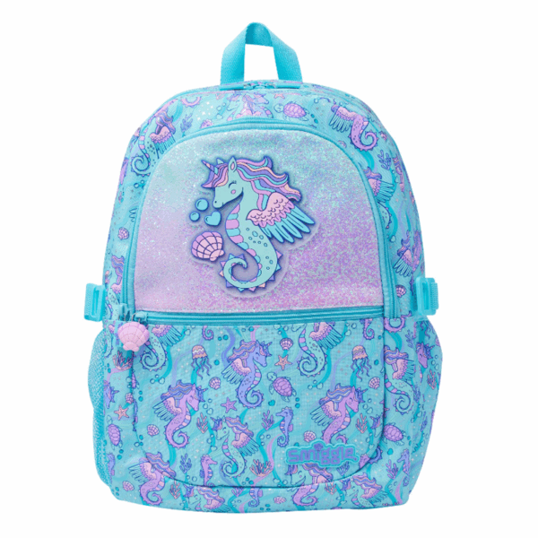 Smiggle Sky Blue Seahorse Unicorn Large Schoolbags
