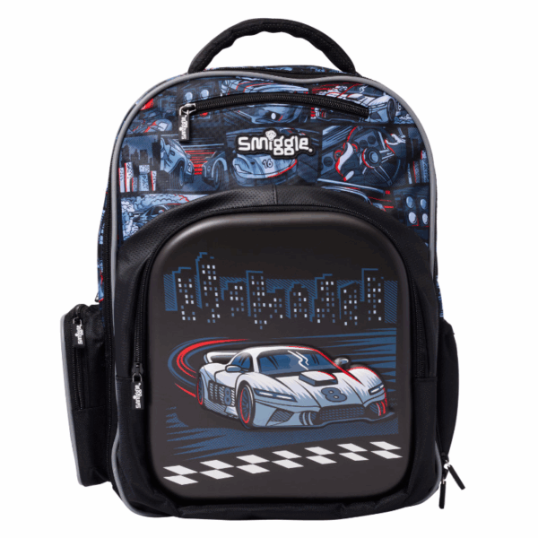 Smiggle Black sports car key guard ridge Large Schoolbags