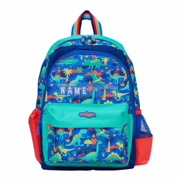Smiggle Blue Dinosaur Garden Medium Schoolbags