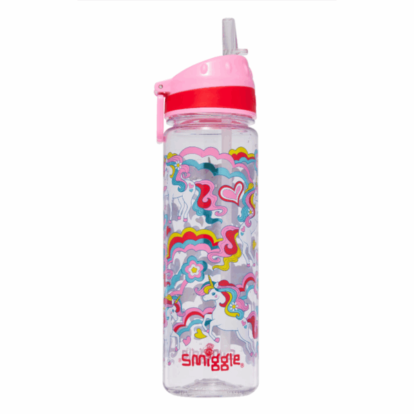Smiggle Pink Rainbow monocorne Plastic Bottle 650Ml