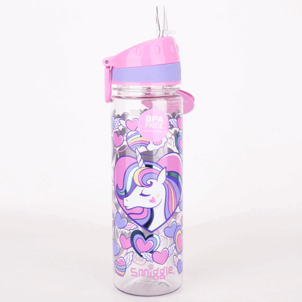 Smiggle Pink and Purple Love Unicorn Plastic Bottle 650Ml
