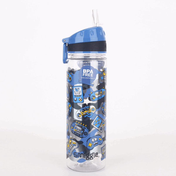 Smiggle Haze Blue Game Plastic Bottle 650Ml