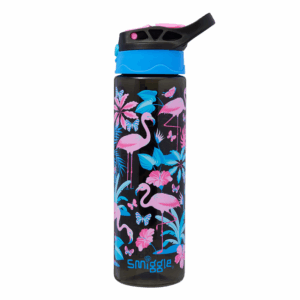 Smiggle Black Flamingo Plastic Flip Drink Bottle 650Ml