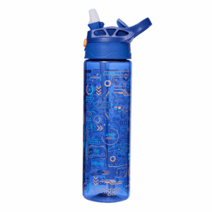 Blue mechanical game Plastic Flip Drink Bottle 650Ml