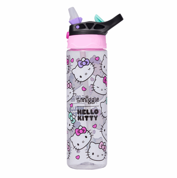 Smiggle White KT cat Plastic Flip Drink Bottle 650Ml