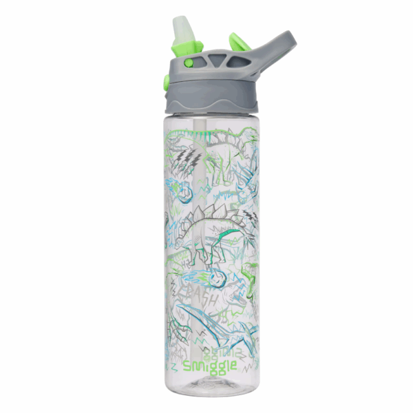 Dinosaurs with gray lines Plastic Flip Drink Bottle 650Ml