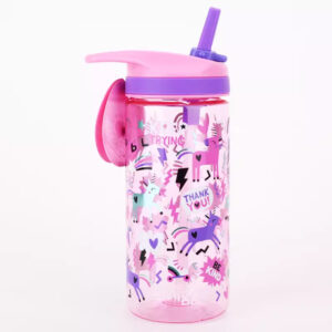Smiggle Pink one-horn Spritz Plastic Drink Bottle 440Ml