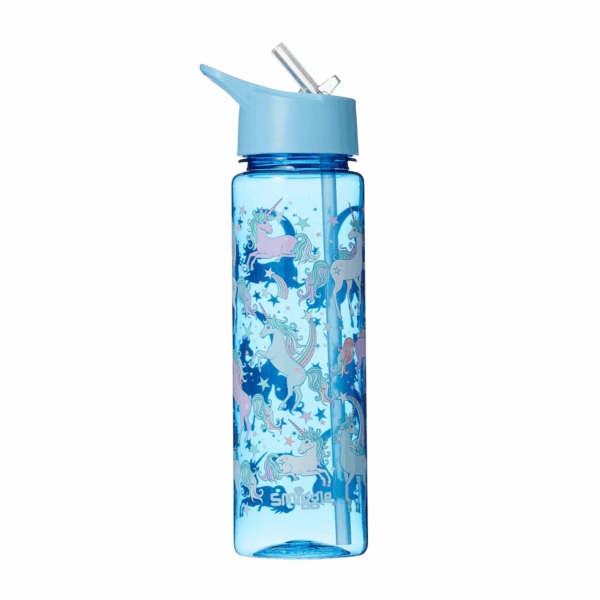 Smiggle Unicorns in blue Plastic Drink Bottle 650Ml