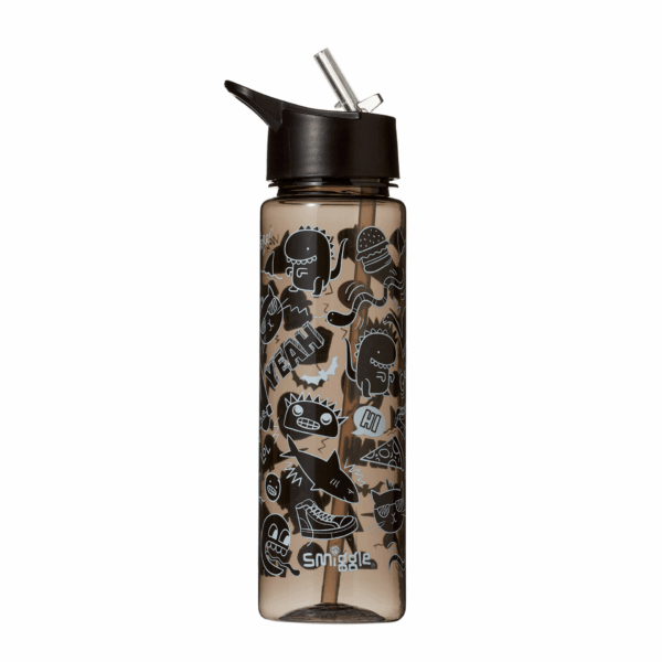 Smiggle Black Dinosaur Party Plastic Drink Bottle 650Ml