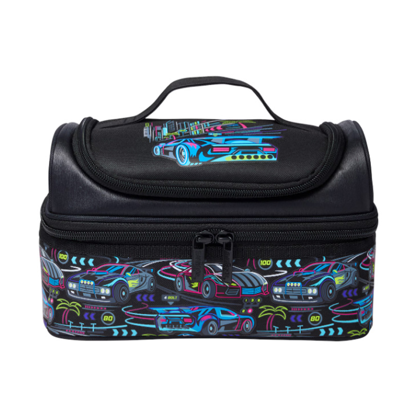 Smiggle Black Speed Racer Double Decker Lunchbox