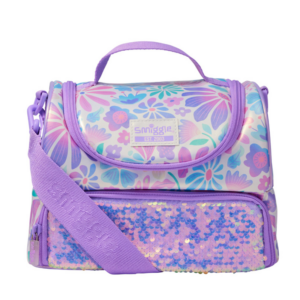 Smiggle Purple Lotus Sequin Double Decker Lunchbox
