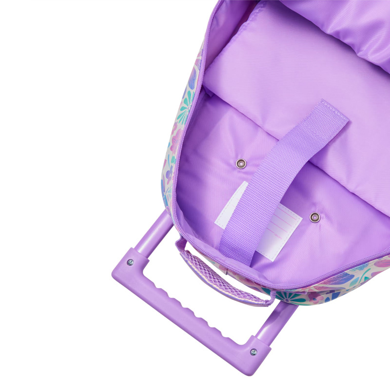 Smiggle Purple Lotus Sequin Trolley Backpack With Light Up Wheels - Image 3