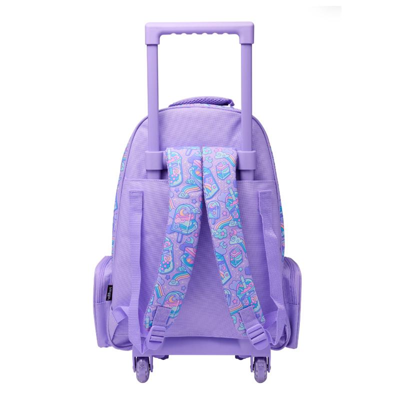 Smiggle Purple Milk Tea Trolley Backpack With Light Up Wheels - Image 2