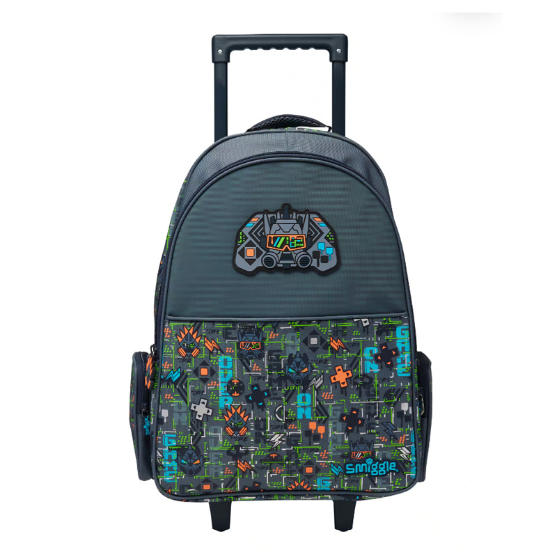 Smiggle Grey Trailblazer Trolley Backpack With Light Up Wheels