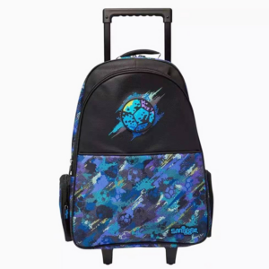 Smiggle Fast Blue football Trolley Backpack With Light Up Wheels