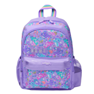 Smiggle Purple candy cat medium name card Backpack