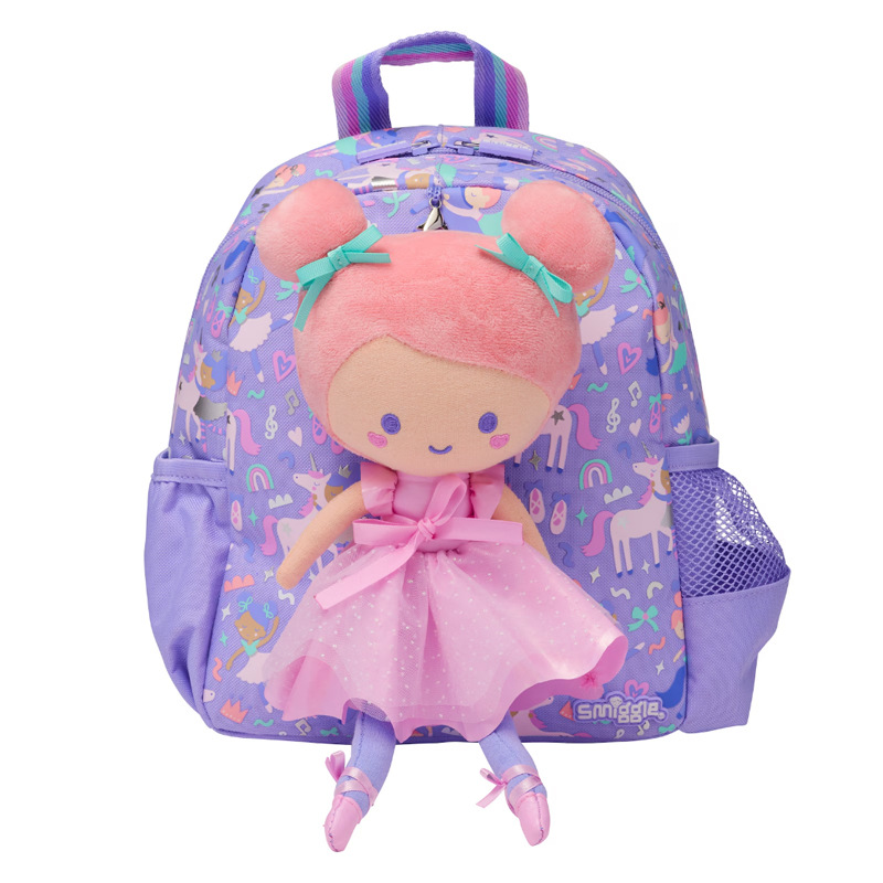 Smiggle Pink Ballet Girl Teeny Tiny Backpack With Detachable Plush Toy