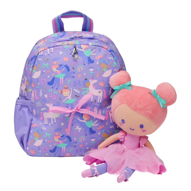 Smiggle Pink Ballet Girl Teeny Tiny Backpack With Detachable Plush Toy - Image 2